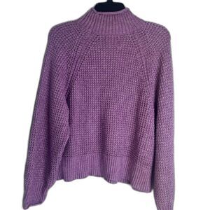 American Eagle Purple Mock Neck Relaxed Fit Chunky Knit Sweater Size Medium